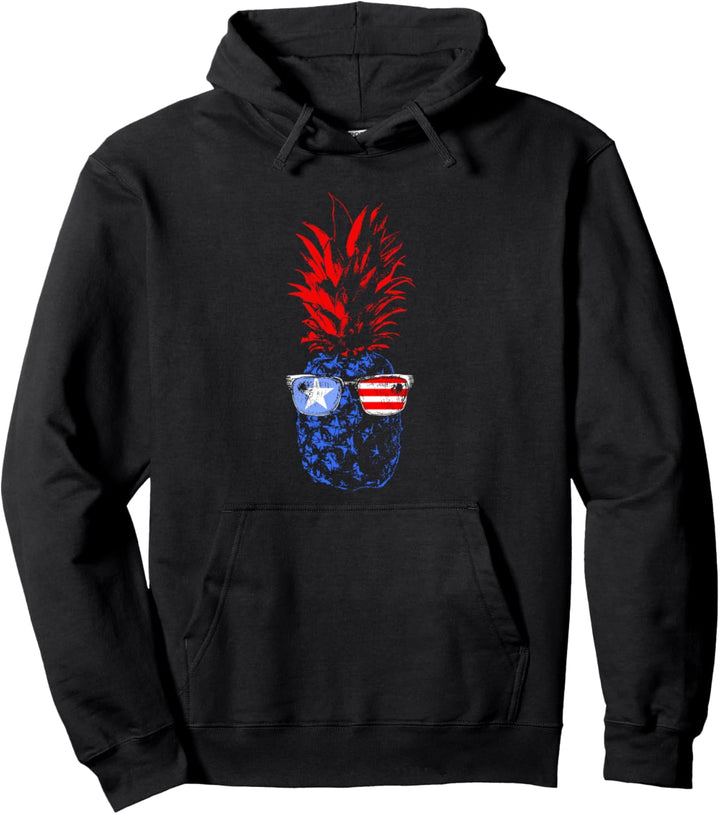 Ananasfrucht Coole amerikanische US-Flagge 4. Juli Pullover Hoodie
