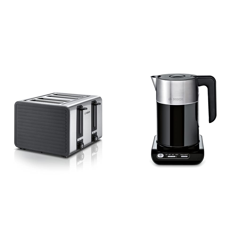 Bosch 4-Schlitz Toaster TAT7S45, mit Abschaltautomatik, mit Auftaufunktion, 1800 W, Edelstahl / grau