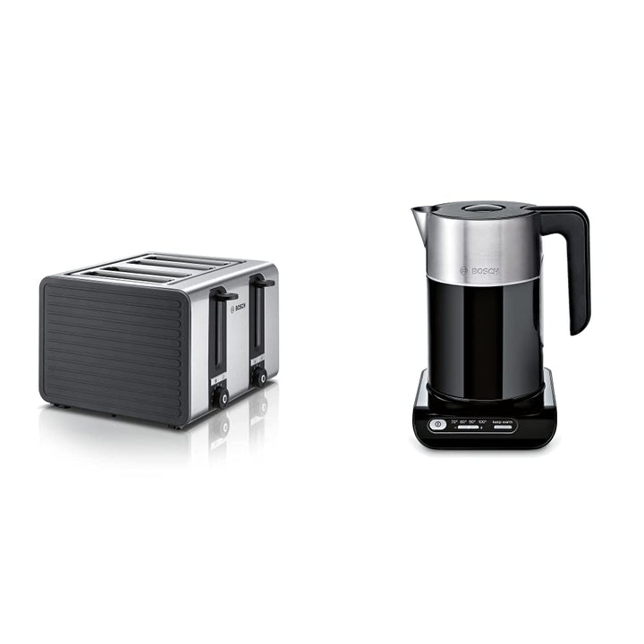 Bosch 4-Schlitz Toaster TAT7S45, mit Abschaltautomatik, mit Auftaufunktion, 1800 W, Edelstahl / grau