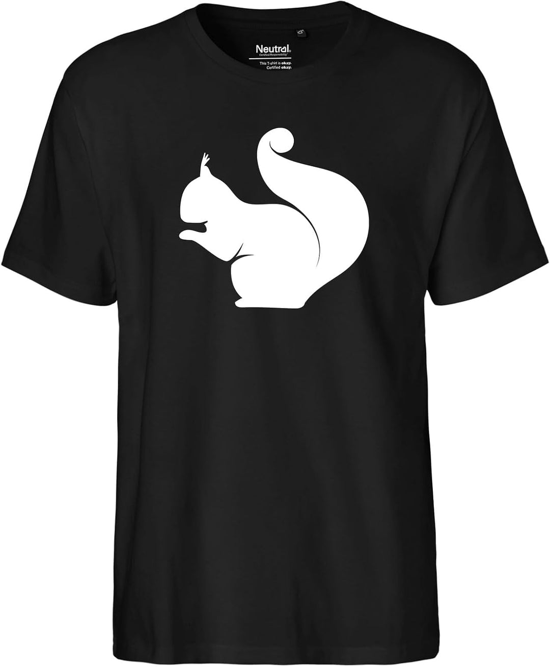 Huuraa Herren T-Shirt Eichhörnchen Silhouette Bio Baumwolle Fairtrade Oberteil Grösse S-3XL mit Moti