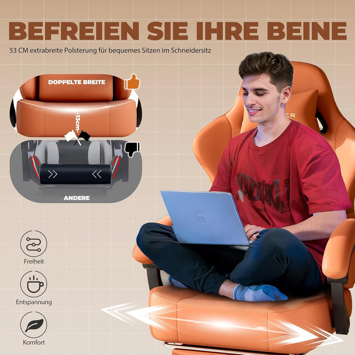 GTPLAYER Gaming Stuhl, Atmungsaktiver Bürostuhl,bürostuhl ergonomisch, Hochwertiger - Kunstleder,Erg