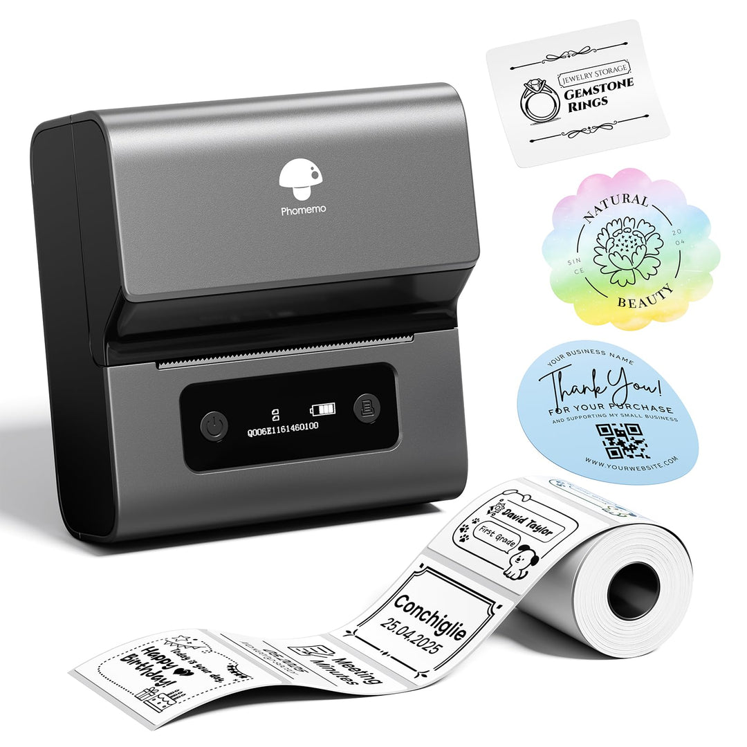 Phomemo M221 Etikettendrucker Bluetooth, Barcode Etikettendrucker, Beschriftungsgerät Unterstützung