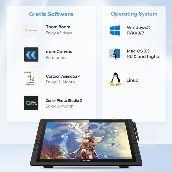 XP-PEN Artist 22R Pro Grafiktablett Kreativ-Stift-Display(1920 x 1080) mit 20 Schnelltasten Gratisso