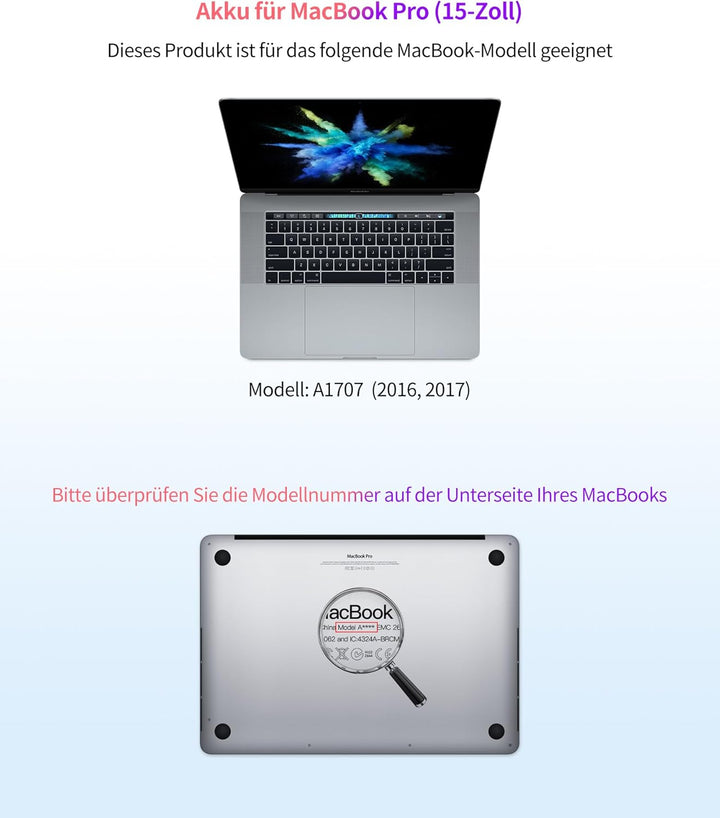 ASMARK MacBook Pro A1707 Akku für 15-Zoll 2016-2017 Batterie A1820 Laptop Battery