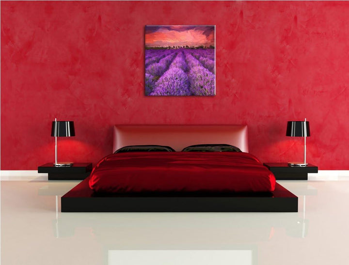 Pixxprint Lavendelfeld in Frankreich als Leinwandbild/Grösse: 70x70 cm/Wandbild/Kunstdruck/fertig be