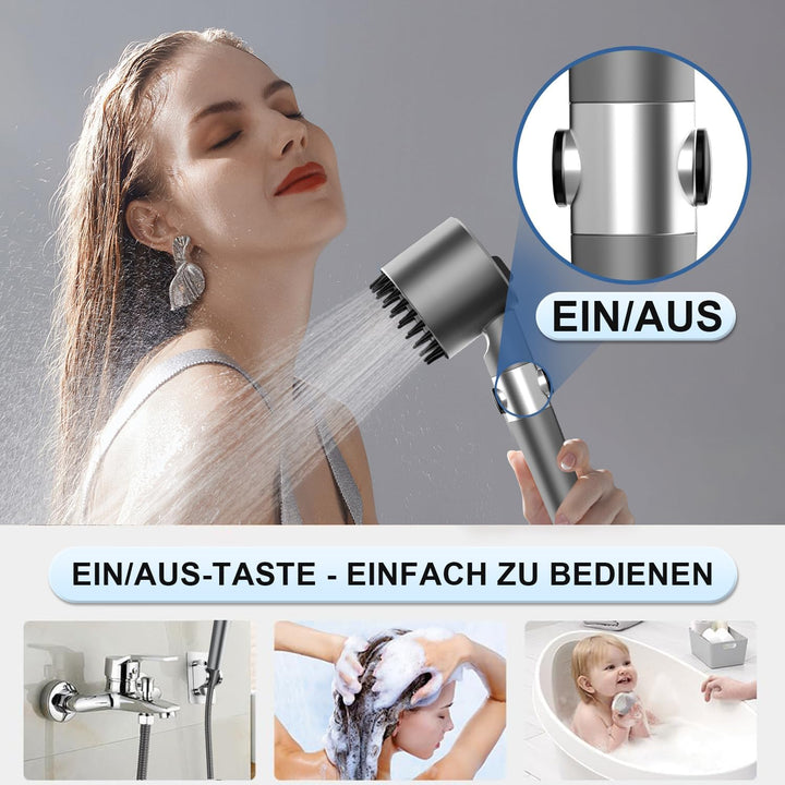 Duschkopf mit Schlauch,Duschbrause mit Filter,Handbrause mit Stoppfunktion,Hochdruck Handbrause mit