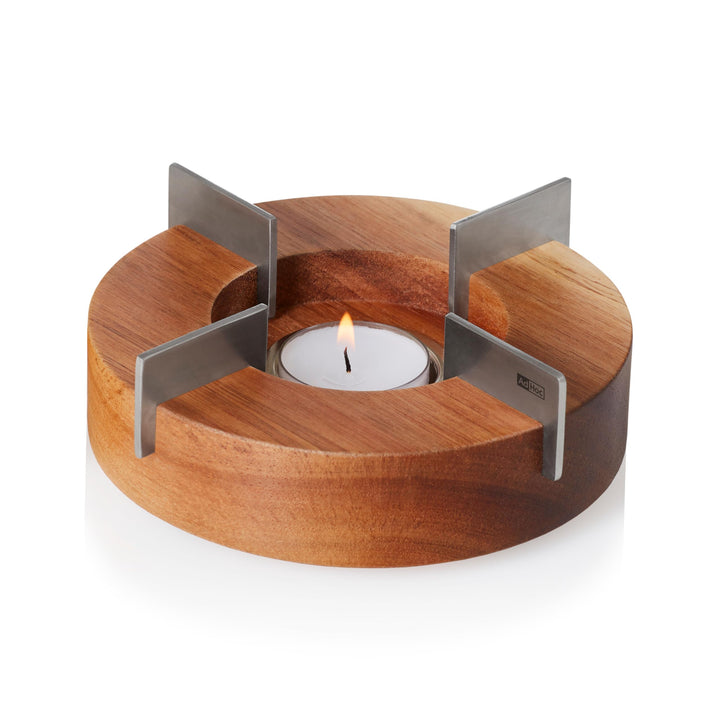 AdHoc TK48 Stövchen und Speisewärmer Tuto 14,5 cm | Akazienholz, Edelstahl Braun, Braun