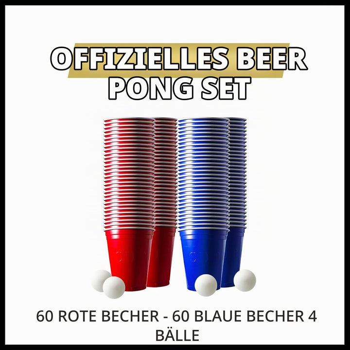 Beer Pong Offizieller Spotlightholes Tisch mit Löchern Set | Full Pack | Inkl. 1 Tisch + 120 53cl Be