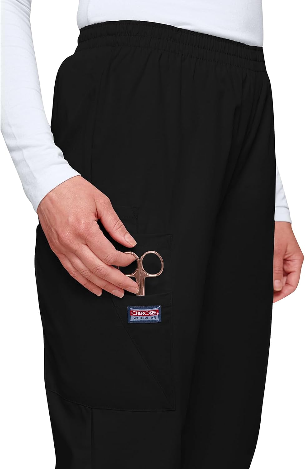 Cherokee Damen Workwear Cargo-Hose mit elastischer Taille Klassisch S Schwarz, S Schwarz
