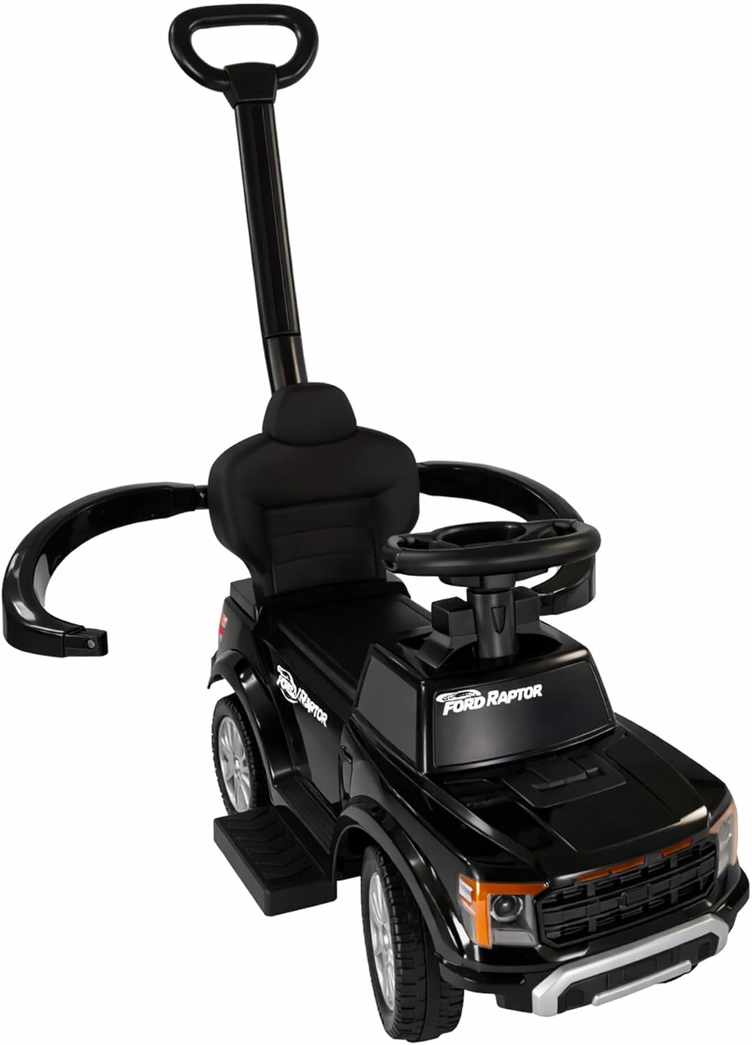 Lemodo Rutschauto Ford F-150 schwarz mit Schiebestange, Kinderfahrzeug aus Kunststoff mit Sound-Lenk