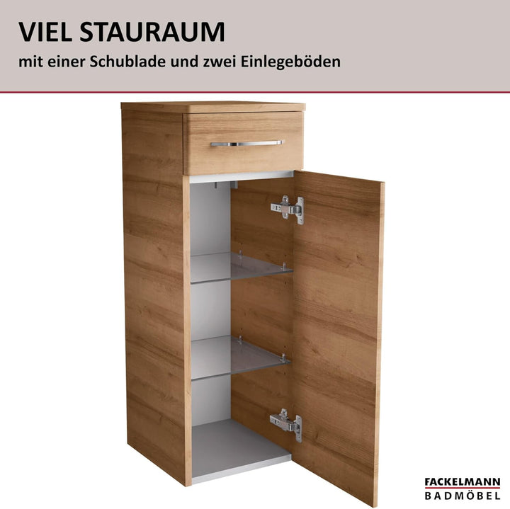 FACKELMANN Milano Midischrank mit Tür und Schublade – Schrank für Badezimmer (30,5 cm x 83 cm x 32 c