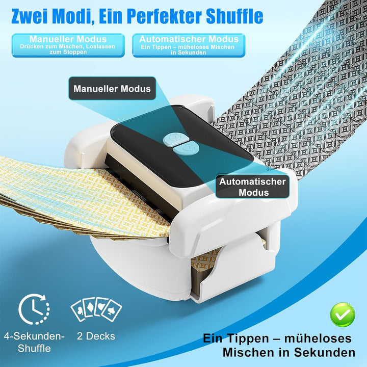 Naxudcoo Kartenmischmaschine: Automatischer Kartenmischer für 1-2 Decks, Kartenmischer mit Aufbewahr