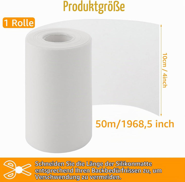 AKOLAFE 2 Rollen Backpapier Zuschinitte 50m x 10cm Wiederverwendbar Baking Paper Zuschnitte Silikon