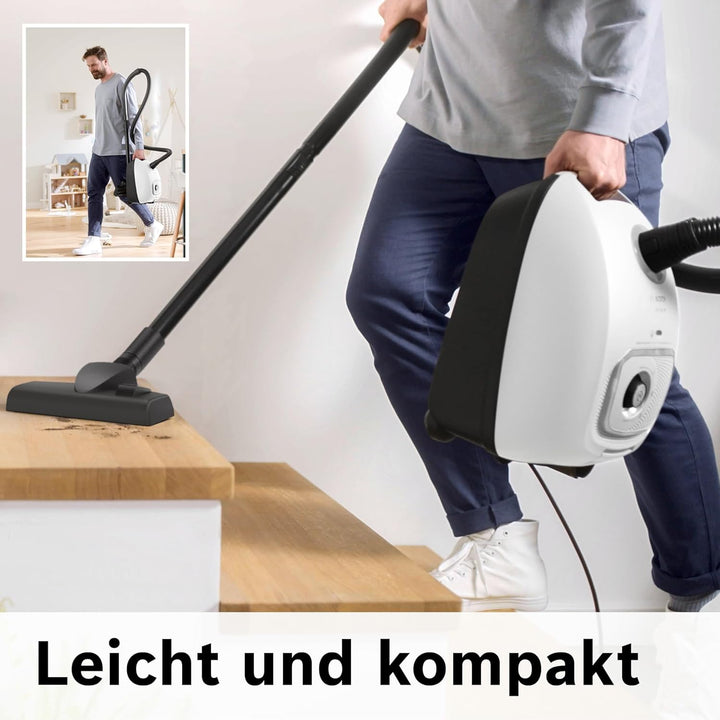 Bosch Serie 4 BGB41WH1 Staubsauger mit Beutel, Reichweite 11 m, Staubbeutel XL, Stoffdüse, Schlitzdü