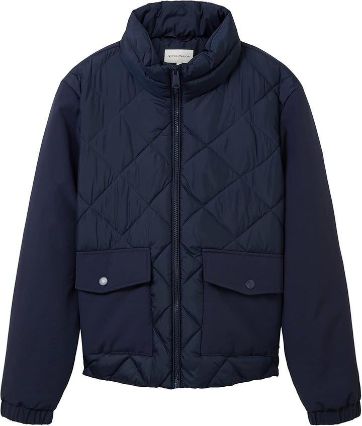 TOM TAILOR Damen Steppjacke mit Stehkragen & Taschen XL 10668 - Sky Captain Blue, XL 10668 - Sky Cap
