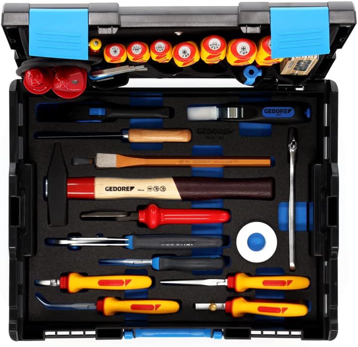 GEDORE Werkzeugkoffer L-BOXX 136, Set 36-teilig, gefüllt, Werkzeug für Elektriker, im Kunststoffkoff