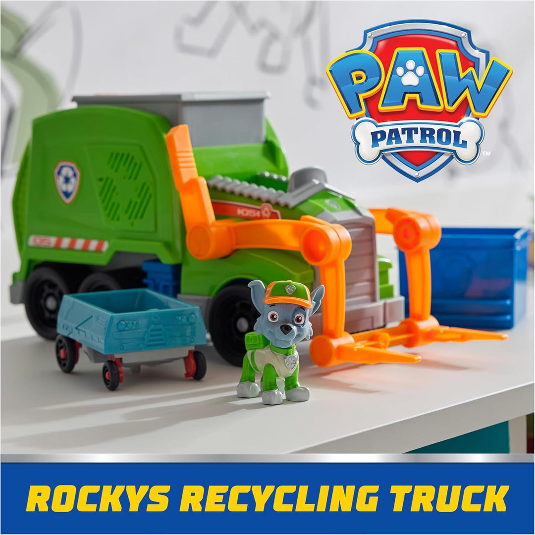 PAW Patrol, Extragrosser Recycling-Truck mit Rocky Spielfigur und Verwandlungsfunktion (Deluxe Fahrz