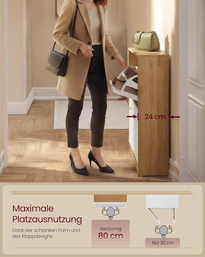 VASAGLE Custos Kollektion - Schuhschrank, Schuhkipper, Schuhregal, Schuhaufbewahrung, Trennwand vers