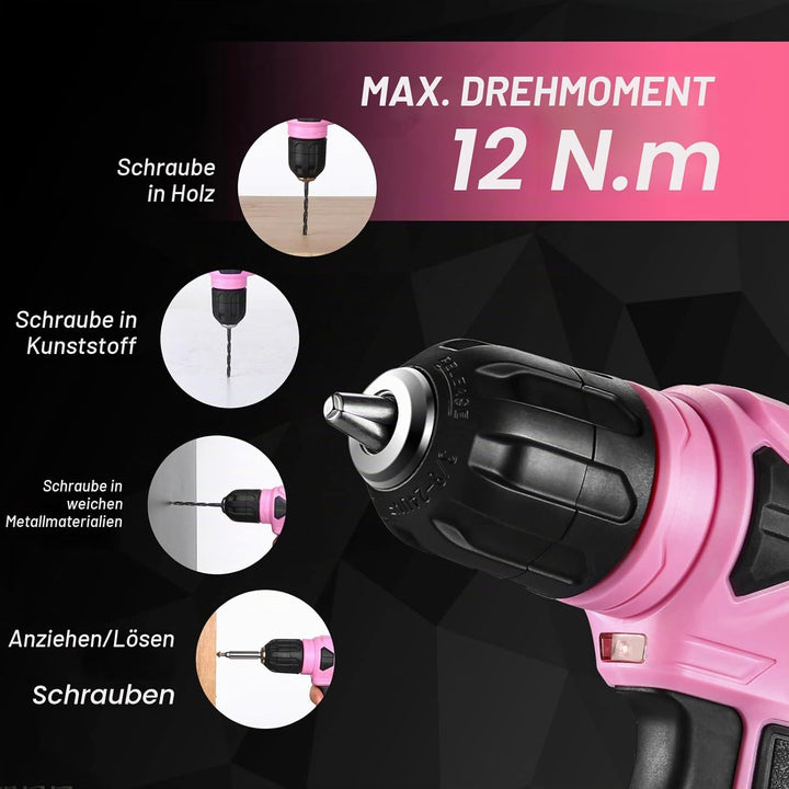 Akkuschrauber Akku Bohrschrauber Akkubohrer Bohrmaschine Schrauber set：DEKOPRO 8V 42tlg Zubehör Bohr