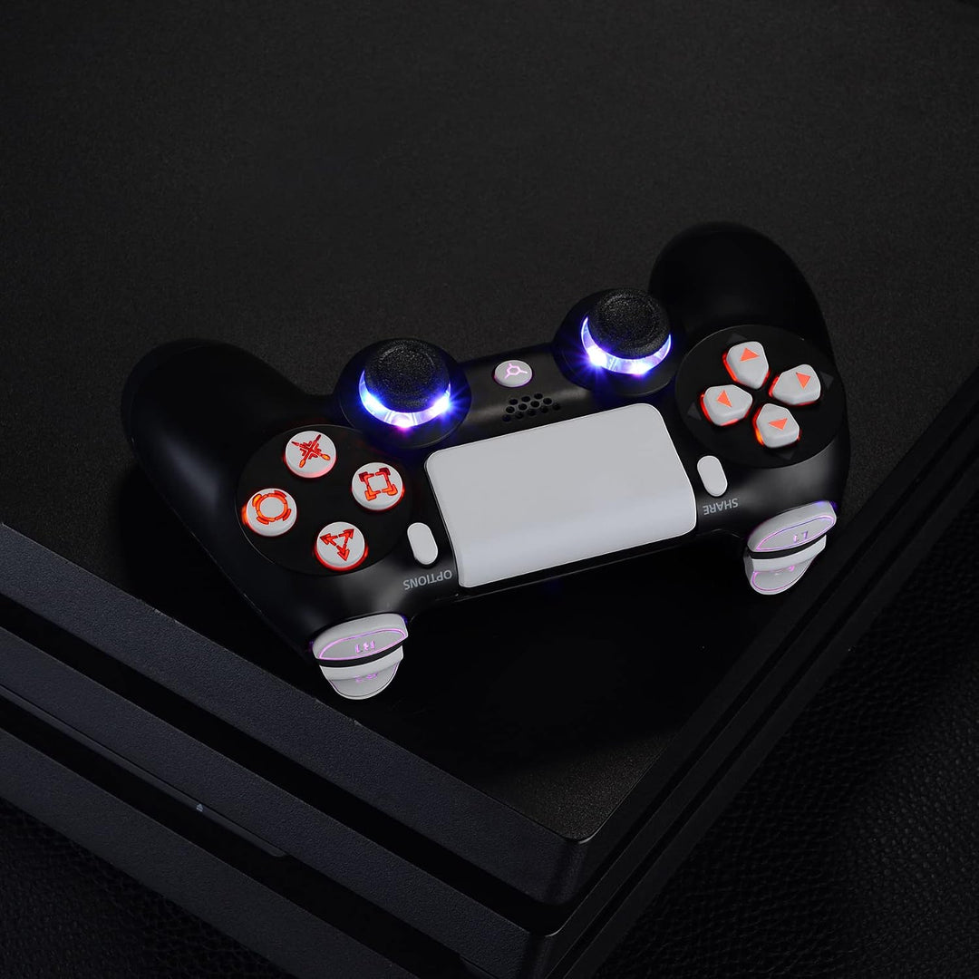 eXtremeRate LED Tasten Kit für ps4, 10 Modi 7 Farben DTF 2.0 Knöpfe D-Pad Trigger Thumbsticks Button