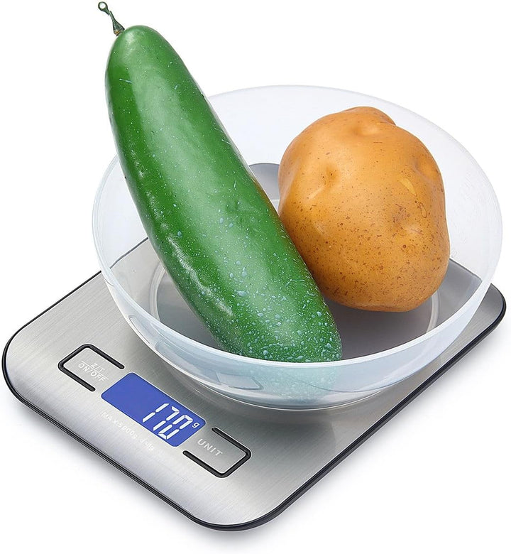 Herzberg HG0413 Elektronische Küchenwaage, Kapazität 5 kg, LCD-Display, mehrere Einheiten, Zählfunkt