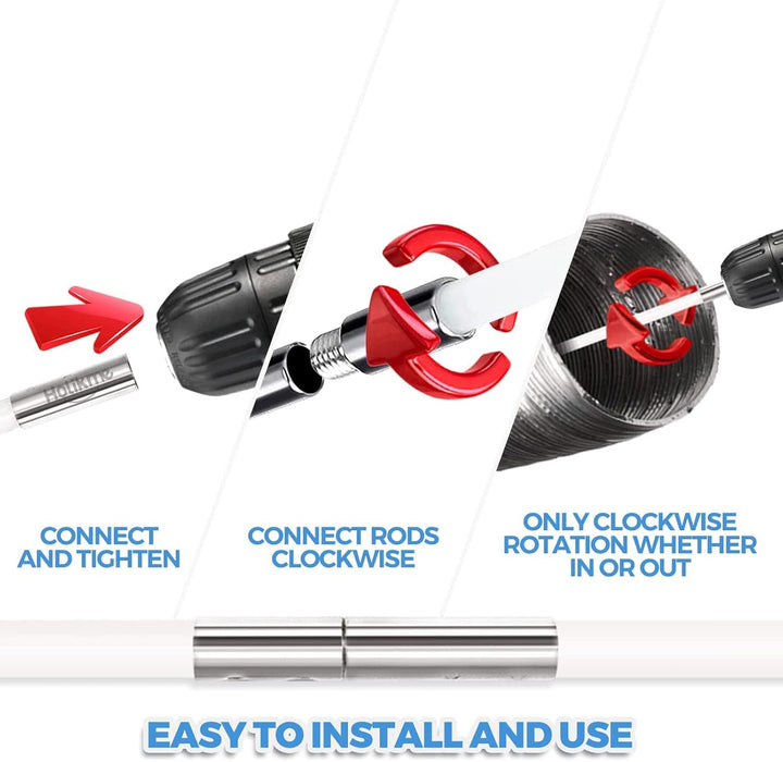 Kaminbürste Stange Set, Durchmesser 100mm, Kaminbürste enthält 9 Flexible Stangen 410mm und 2 Bürste