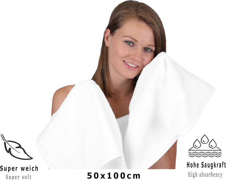 Betz 8 Stück Handtücher Set Grösse 50 x 100 cm Handtuch Premium 100% Baumwolle Farbe weiss, Weiss