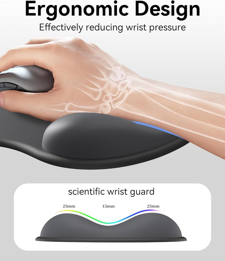 Mauspad mit Gelkissen,Ergonomisches Mousepad mit handauflage mit weichem Gelpolster,rutschfester Bas