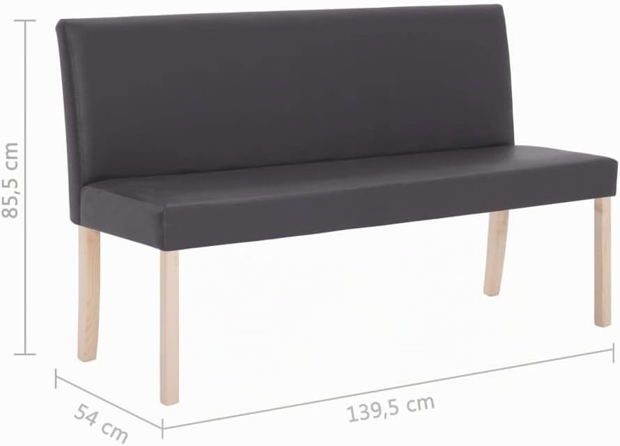 vidaXL Sitzbank mit Rückenlehne 139,5cm Polsterbank Esszimmerbank Wartebank Bank Lederbank Küchenban