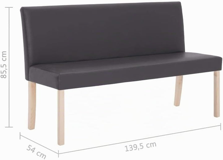 vidaXL Sitzbank mit Rückenlehne 139,5cm Polsterbank Esszimmerbank Wartebank Bank Lederbank Küchenban