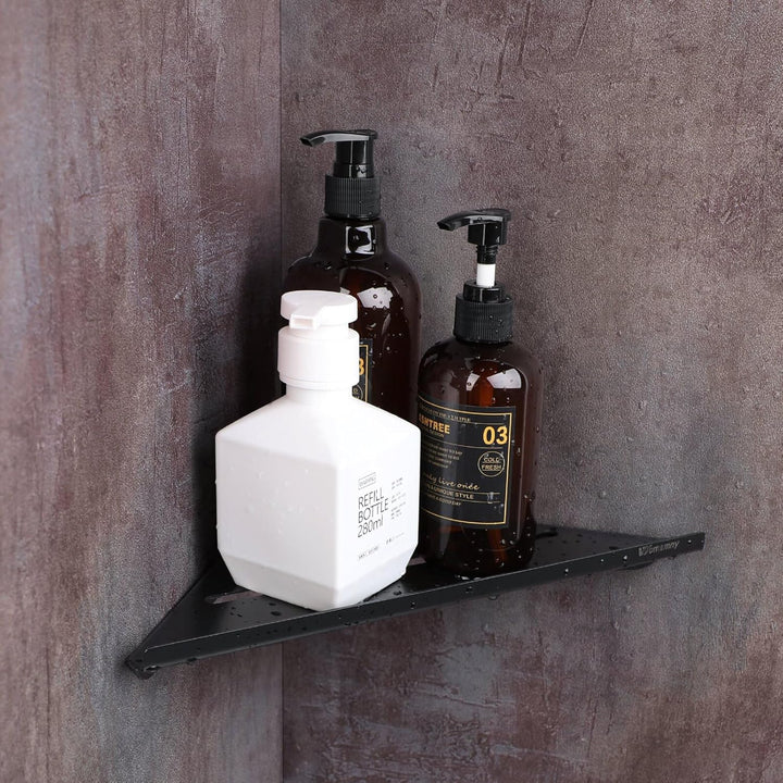 Eckregal Schwarz, Duschablage Ecke, 2 Stück Badezimmer Regal 30 X 19.5 cm, Verdickter Duschregal Eck