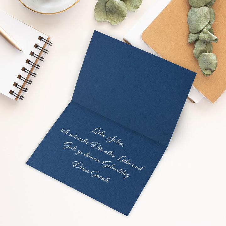 50 Faltkarten B6 - Nacht-Blau - PREMIUM QUALITÄT - 11,5 x 17 cm - sehr formstabil - für Drucker geei