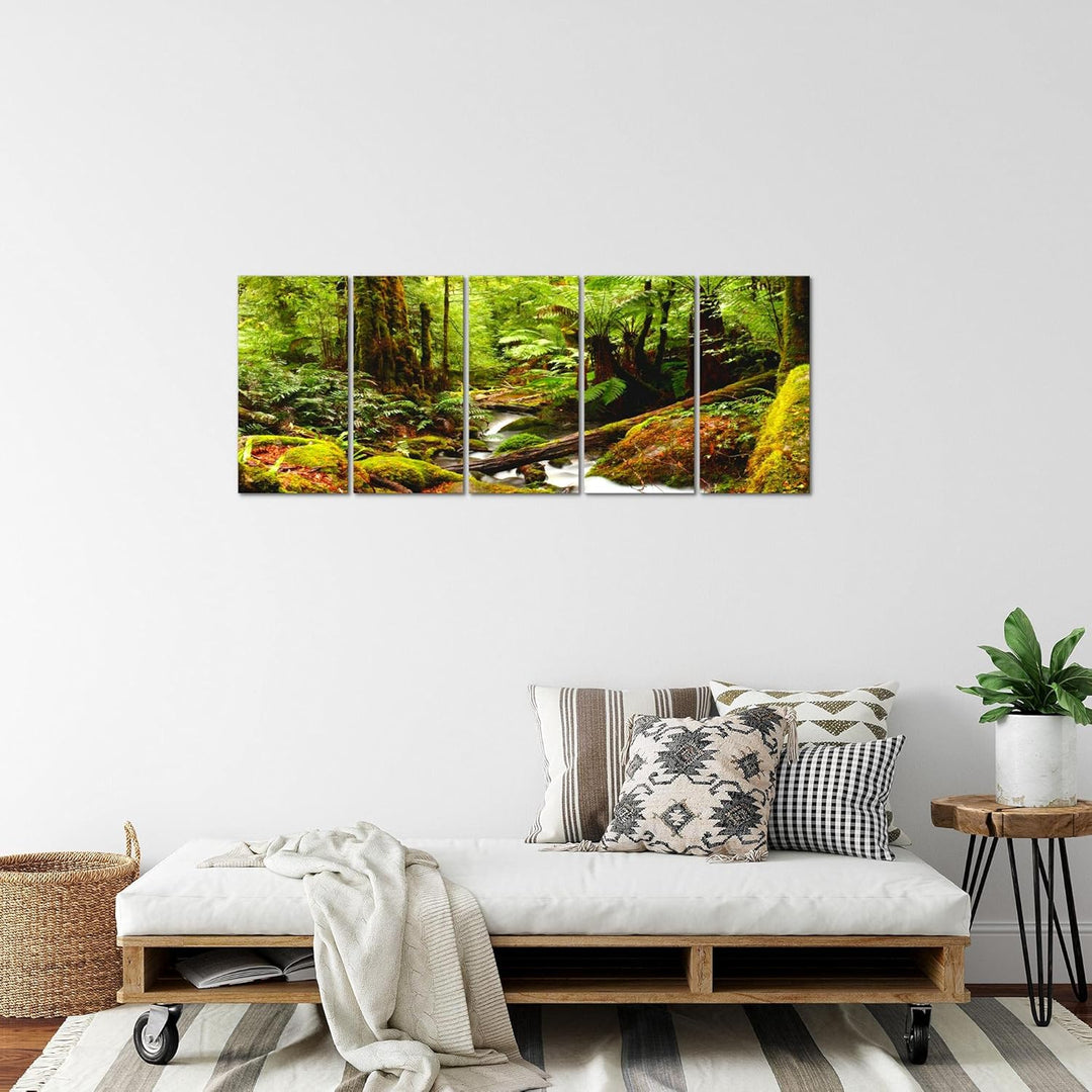 Runa Art Bild Wald Landschaft Wandbilder auf Vlies Leinwand 5 Teilig Wanddekoration Schlafzimmer Woh