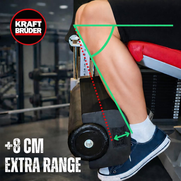 KraftPad Leg – Leg Extension Upgrade Pad inkl. Fixierband | +8 cm Range of Motion | Beinstrecker Zus