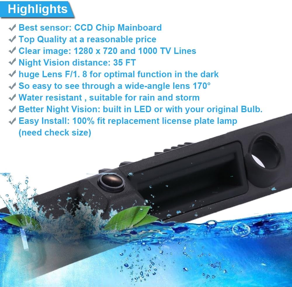 1280 * 720 Pixels Trunk Lid Grip Auto Rückfahrkamera Griffleiste Mit Taster Kofferraum Heckklappengr