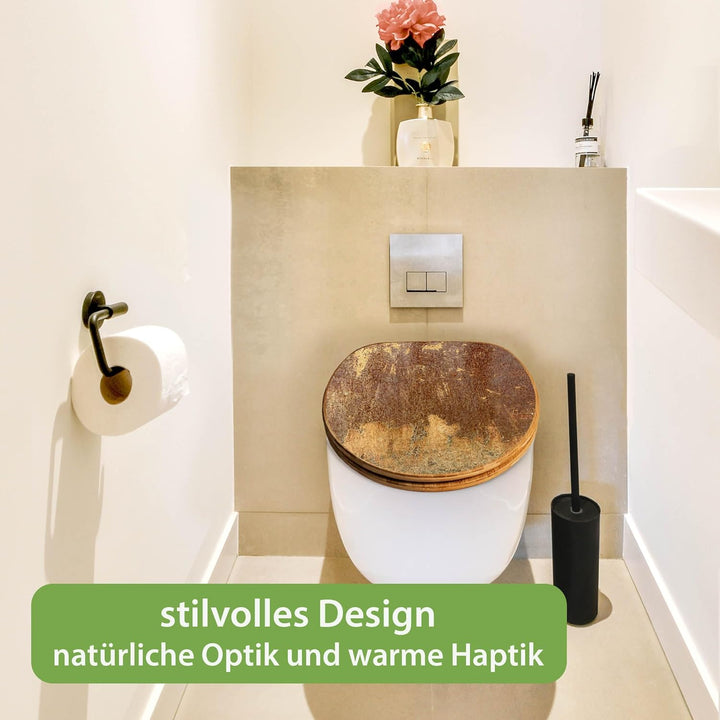 banjado Design WC Sitz Bambus Absenkautomatik 45,8x37,5cm - Toilettendeckel mit Absenkautomatik Holz