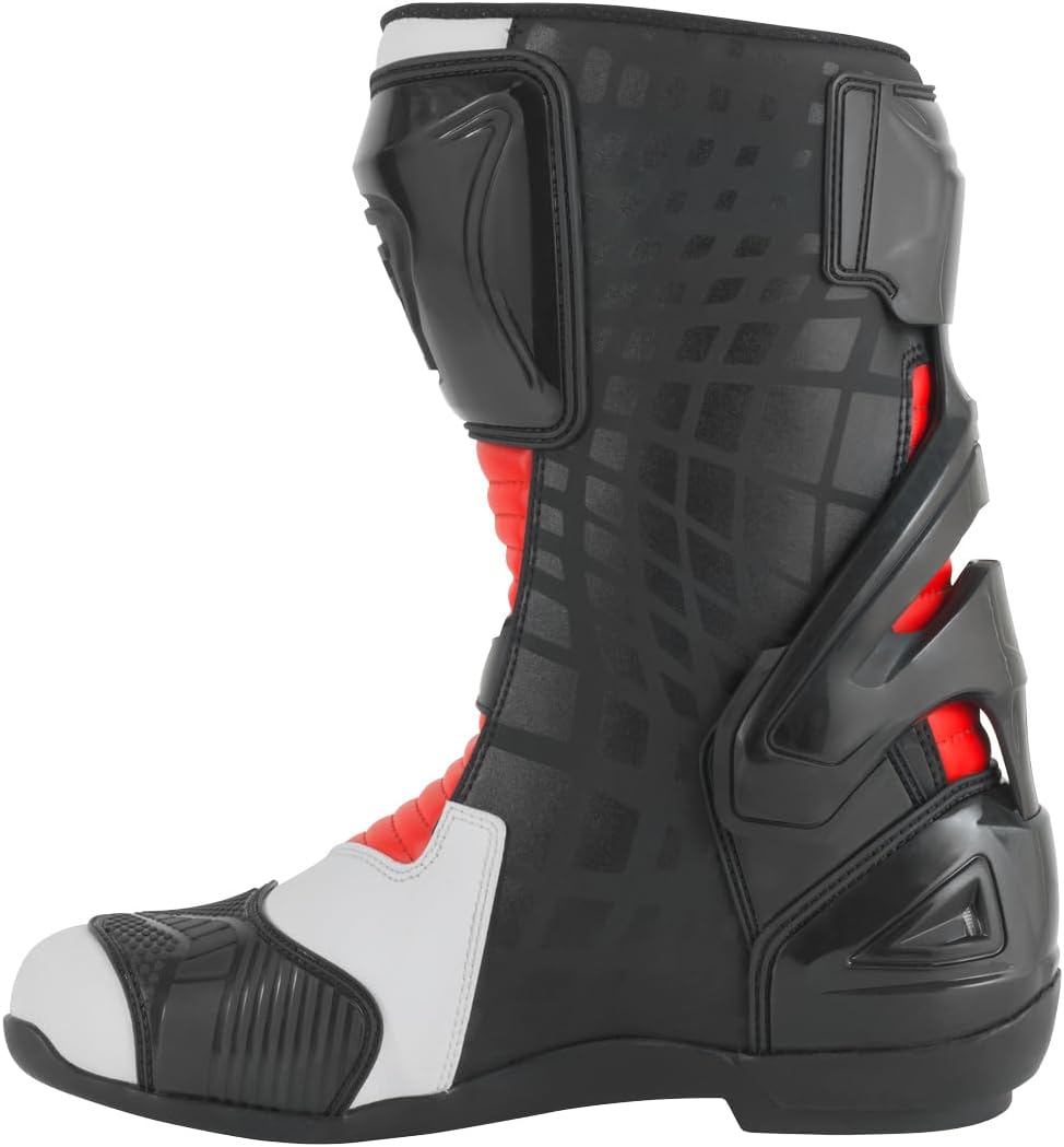Bogotto Donington Motorrad Stiefel, weiss/schwarz/rot, 47 Weiss Schwarz Rot 47 EU, Weiss Schwarz Rot