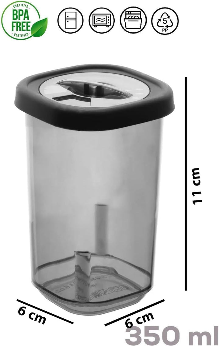 Gewürzbehälter Set 12x350ml Extra Gross - Anthrazit Gewürzdosen mit 360° Drehdeckel, BPA-frei Gewürz