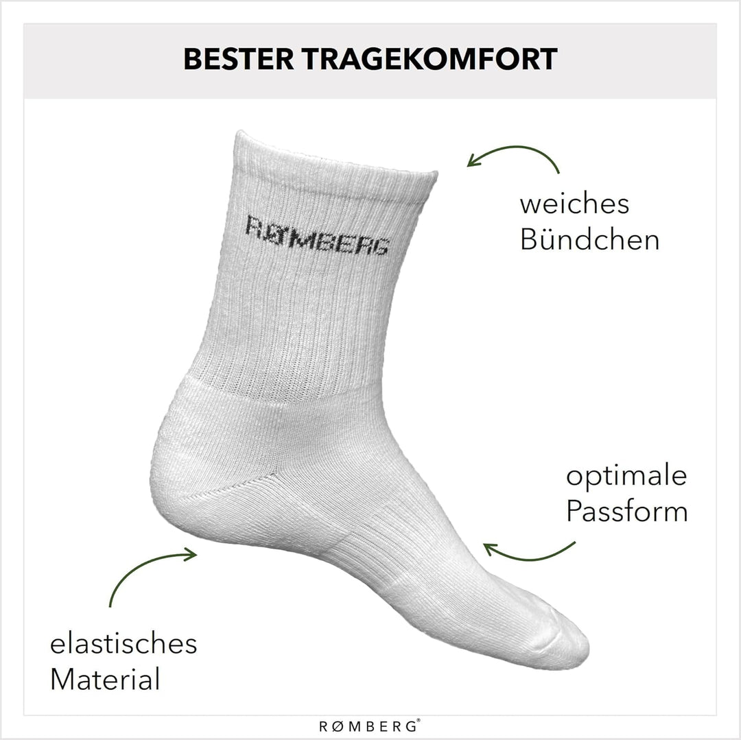 Romberg Unisex Sport Socken, 4er Pack 35-38 Weiss, 35-38 Weiss