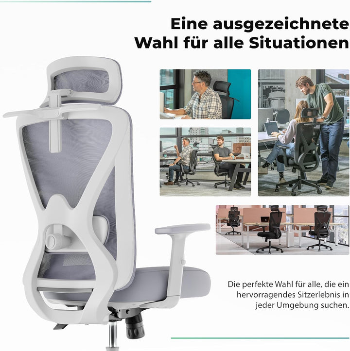 Backerz Bürostuhl Ergonomisch - Bürostühle 150kg, NEN 1335 Zertifiziert - Office Schreibtischstuhl -
