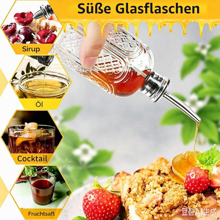 Glas Sirup spender Set Kaffeesirup spender für Küche Coffee Bar, Essig und Ölflaschen Olivenöl Flasc