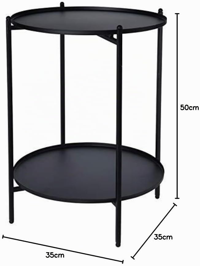 Metall Beistelltisch schwarz 50x35 cm - 2 Ablagen/klappbar - Couchtisch Sofatisch Tisch