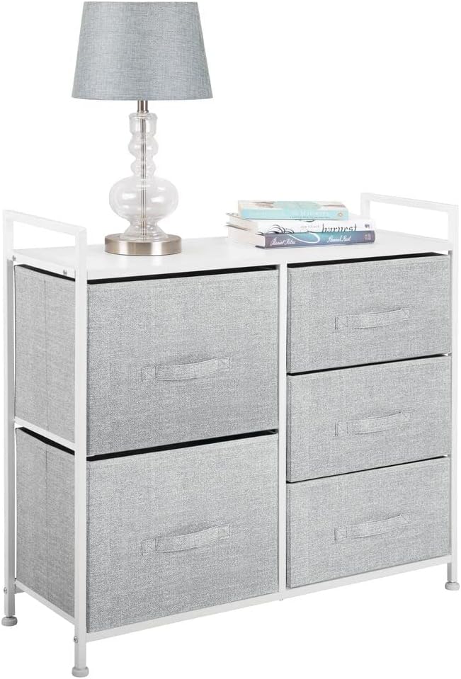 mDesign Kommode aus Stoff – schmaler Schrank Organizer mit 5 Schubladen – praktisches Aufbewahrungss