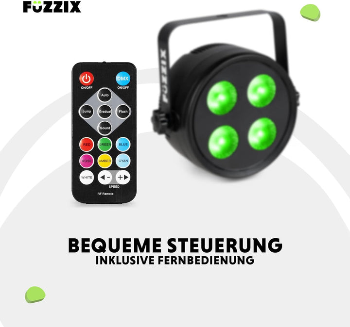 Fuzzix PLF20 - LED Par Strahler, 2er Set - 4x 12 Watt LEDs - Discolicht Partylicht, RGB Strahler mit