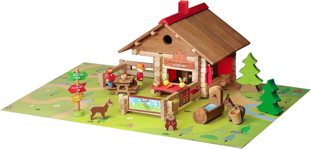 Jeujura - Le Refuge de la Murmeltier – 150 Teile – Bauspiele im Koffer aus Karton – ab 5 Jahren – Be