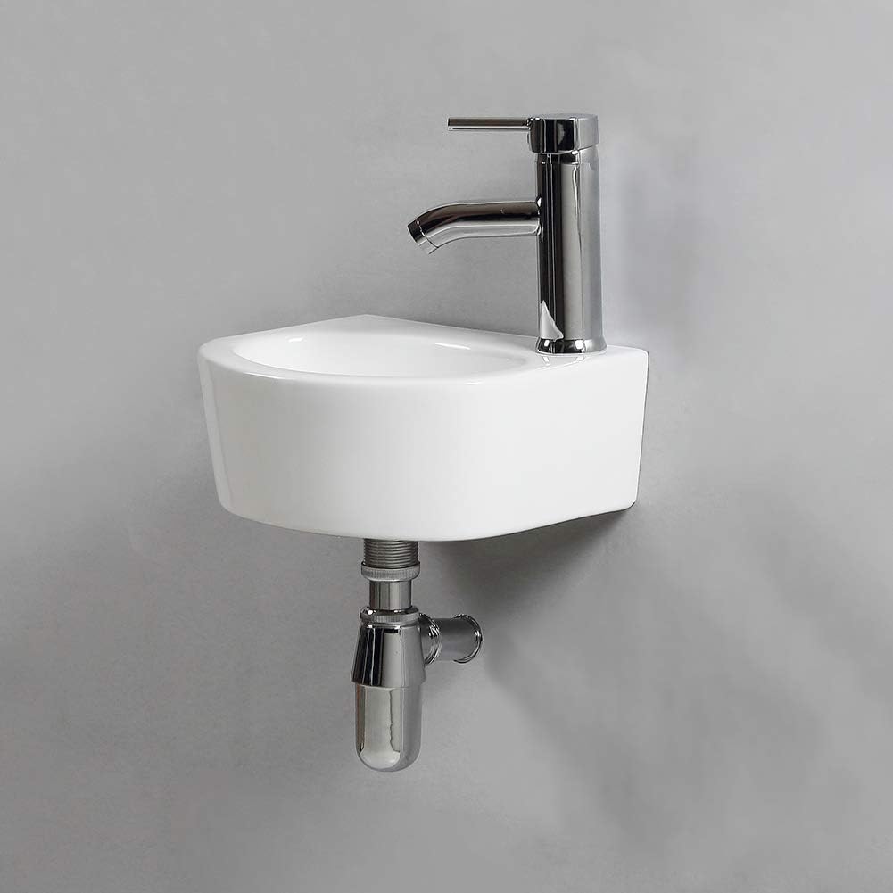 Ovaler Waschtisch, Wandmontage, Keramik-Waschbecken, für kleine Garderoben und Badezimmer, . Moderne