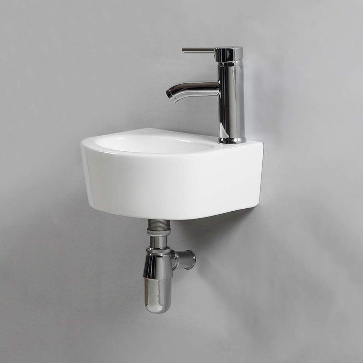Ovaler Waschtisch, Wandmontage, Keramik-Waschbecken, für kleine Garderoben und Badezimmer, . Moderne
