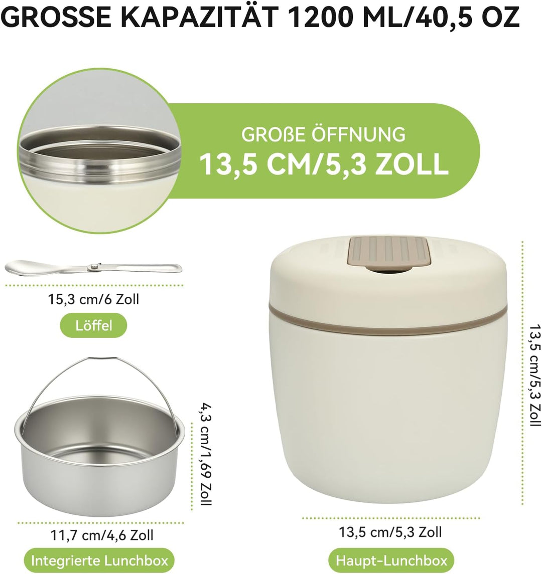 OTraki Thermobehälter Essen 1200ml, Lunchbox Thermo mit Löffel, Wärmebehälter für Speisen Kinder, Ed