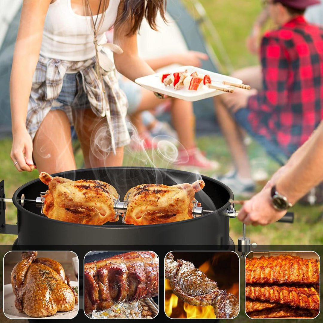 onlyfire Doppel-Fleischklammer, Fleischnadeln für Grillspiess Rotisserie, Drehspiess für 12mm Hexago