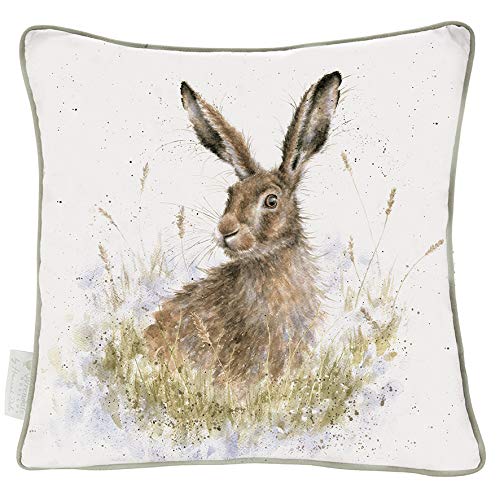 Wrendale Designs The Country Set Kissen Into The Wild mit Federfüllung, Hase, gross Cremefarben, Cre